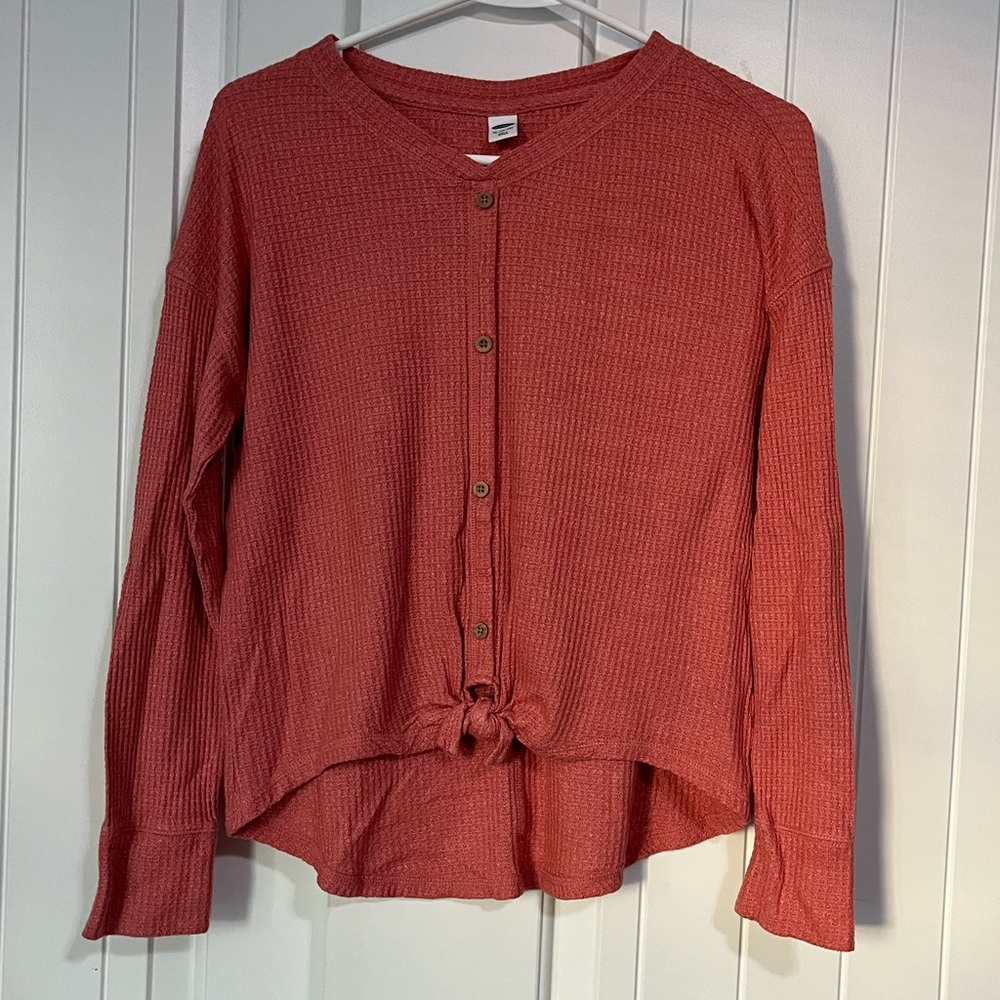Girls old navy button up blouse tie bottom
